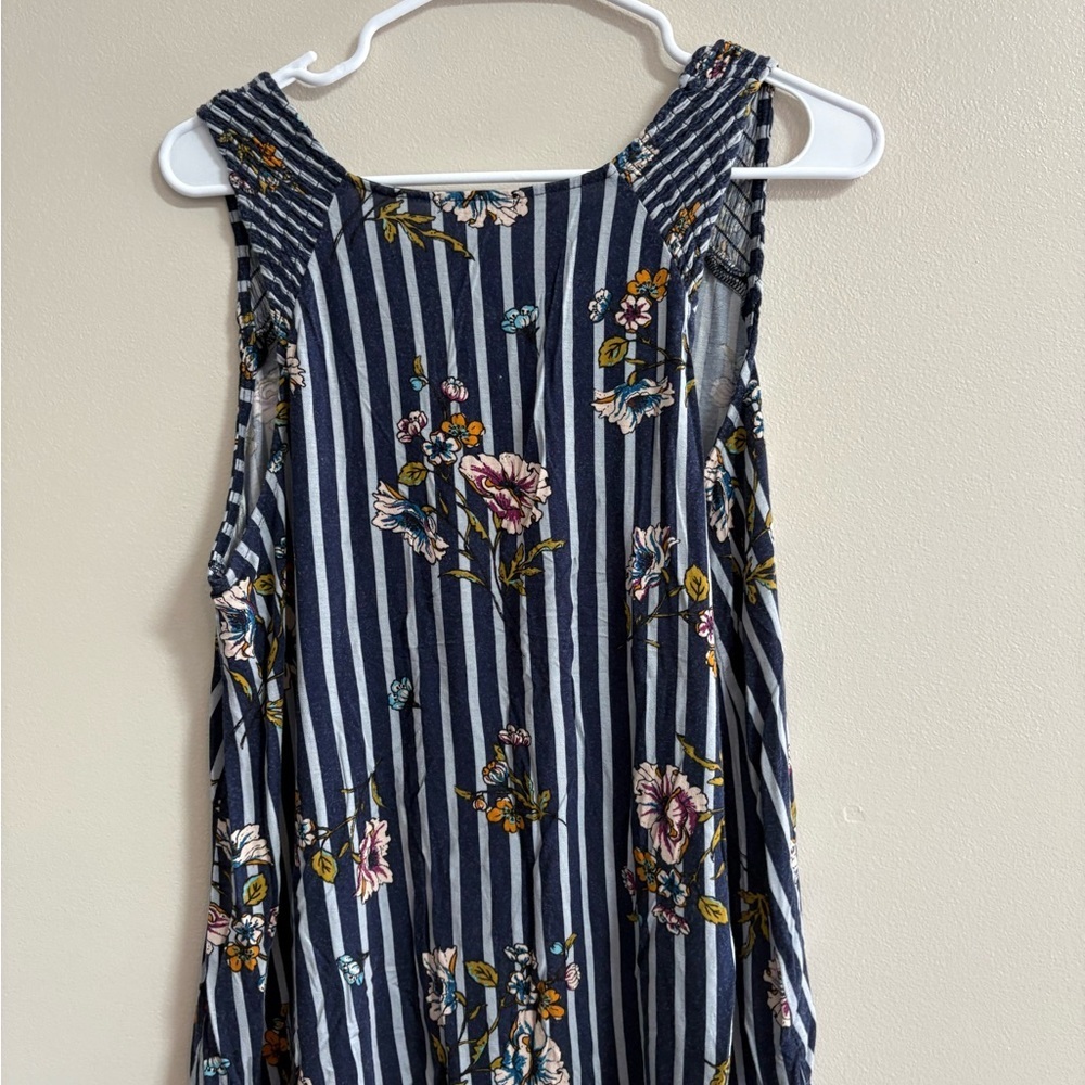 Maurices Navy Floral Striped Tank Top - Picture 3 of 3